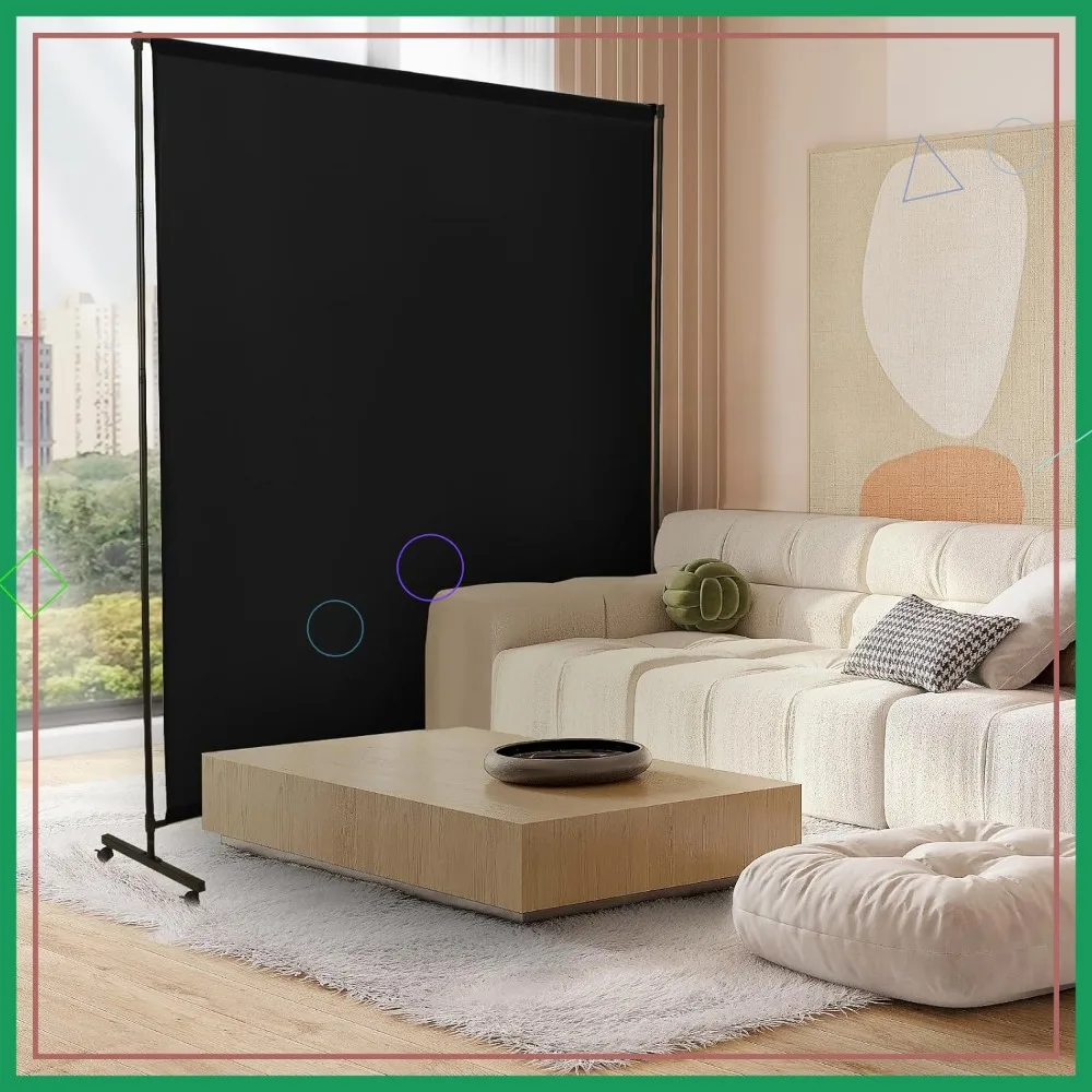 72x72 Inch Room Divider with Lockable Wheels, Adjustable Height Privacy Screen for Home Office Classroom