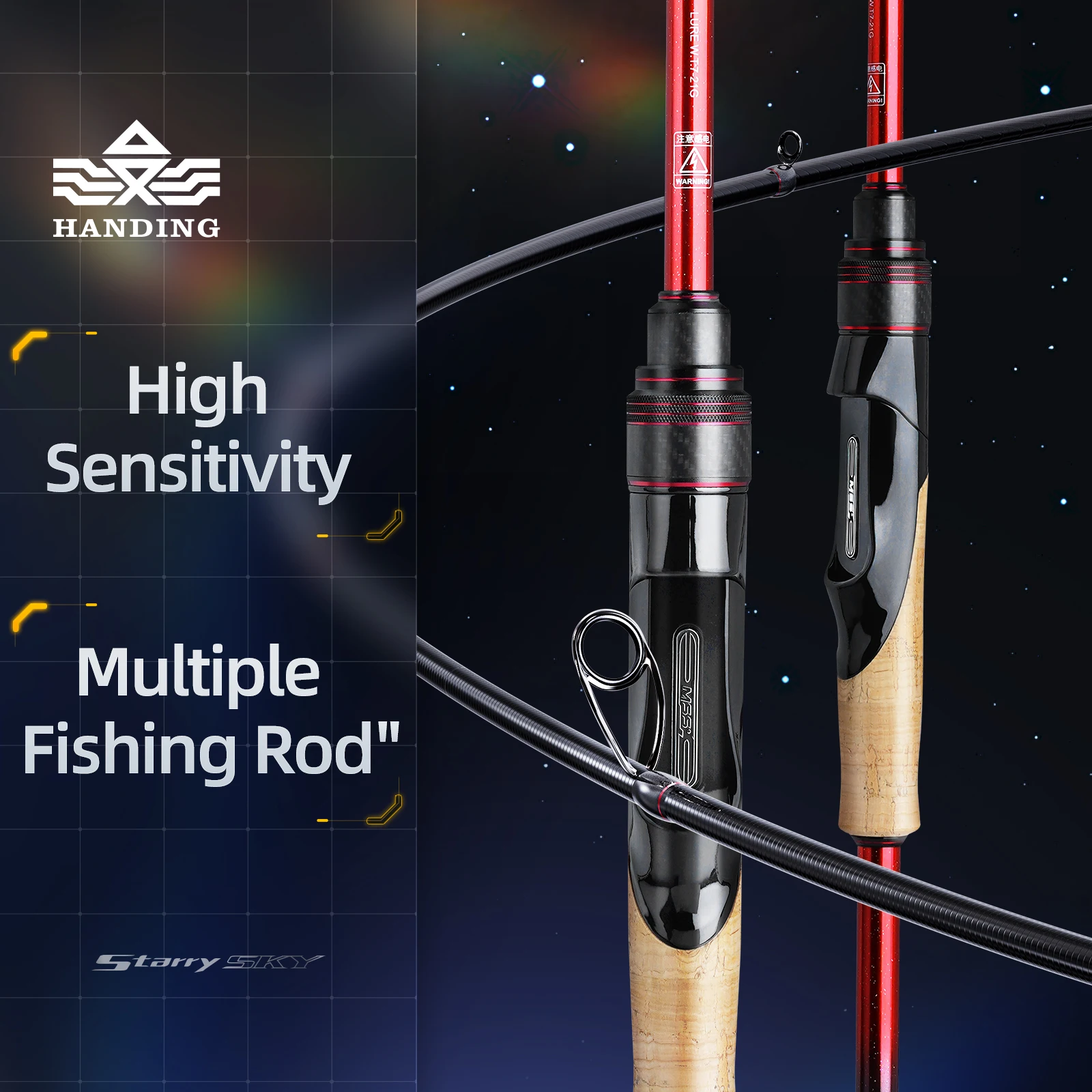 HANDING Star Sky All Around Fishing Rod 30 Ton Carbon Blanks FUJI® A Ring Guides Spinning Fishing Rod MF/F Action Long Cast Rods