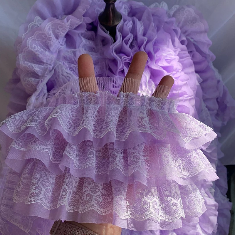 10/5/1 Yards 3-layer Lace Ruffle Trim 13cm Wide Mesh Fabric Lace for Lolita Dress Curtain Doll Clothes Sewing Deocr Accessories