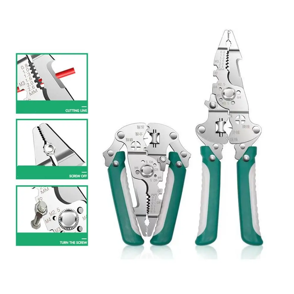 

Stripping Function Foldable Wire Stripper Terminal Maintenance Pulling Function Wire Crimper Ergonomic Handle Crimping Function