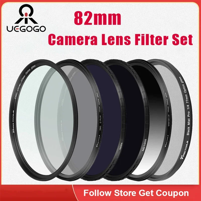 UEGOGO 82mm Filter CPL/UV/MCUV ND2-400/Gradient GND Orange/Soft Focus Black Mist Diffusion Star Line 4 6 8 Camera Lens Filter