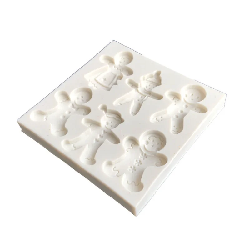 Christmas silicone mold 6 gingerbread Man different snowman shape chocolate molds Cookie mold
