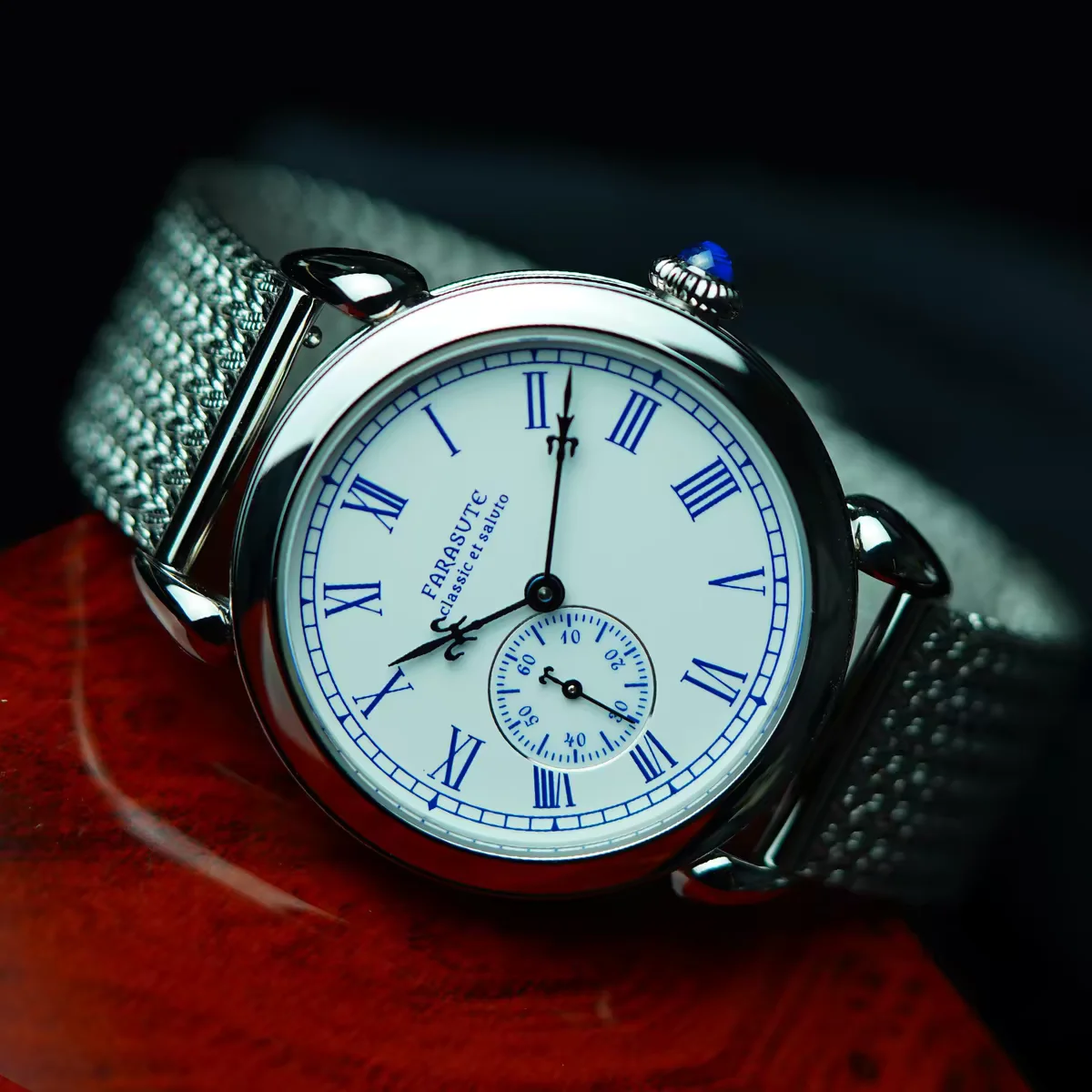 FARASUTE Men Automatic Watch 40mm Mechanical Wristwatch Sapphire Mirror Enamel Dial Hangzhou 5000 Micro Rotor Small Second Dial