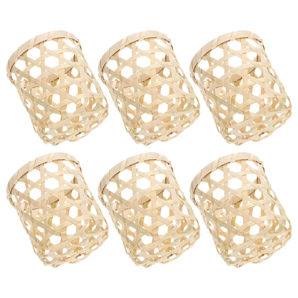 

6pcs Small Flower Basket Cup Hollow Vintage Tealight Holder Woven Candlestick Basket For Table Centerpiece Decorative