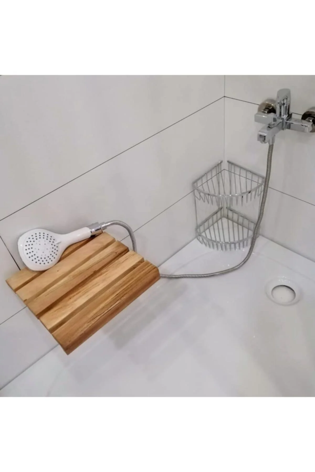 Wall Mounted Foldable Wooden Shower Seat