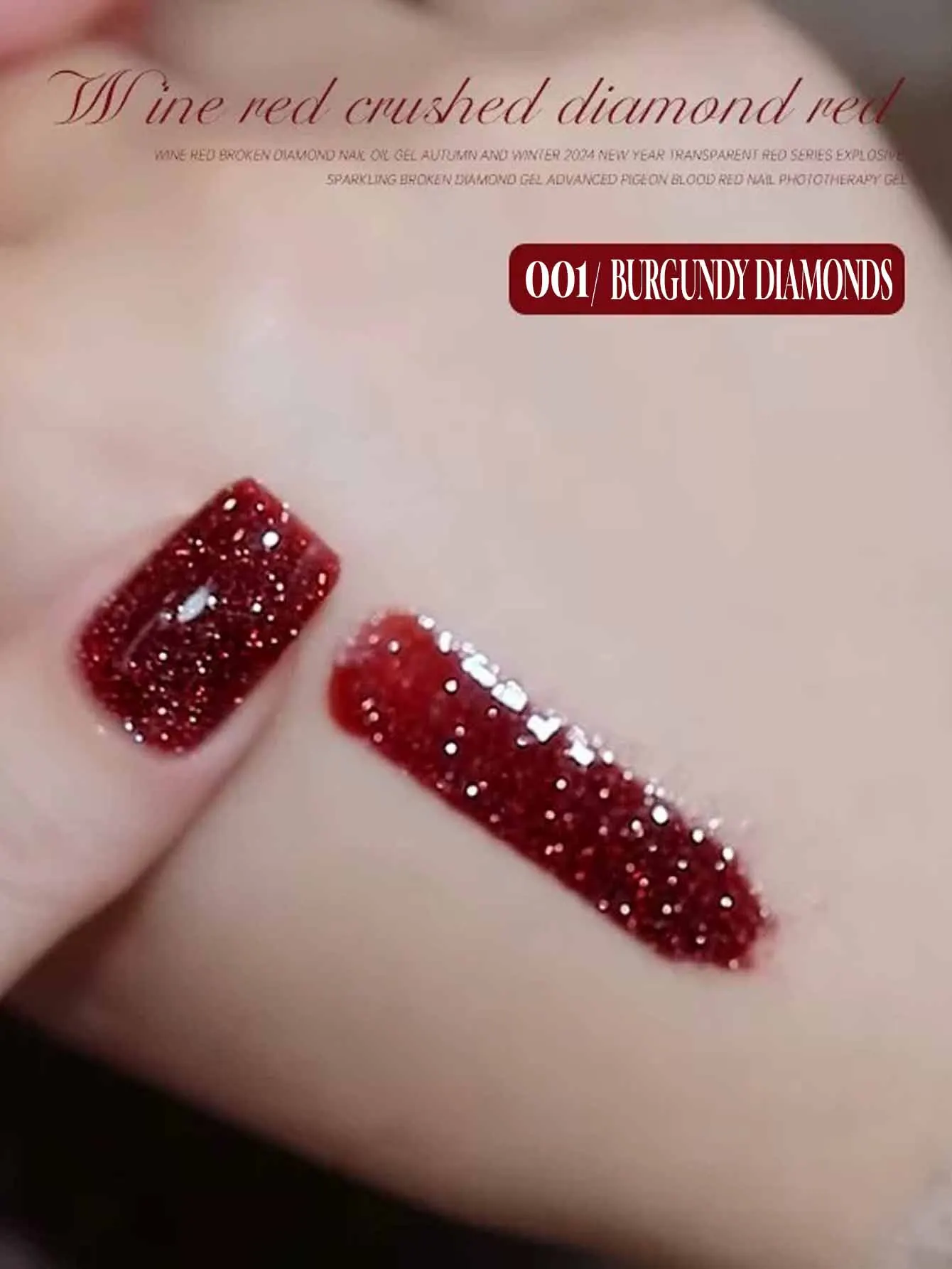 MIANEL 10ML Zimowy Świąteczny Czerwony Brokatowy Lakier do Paznokci Efekt Kruszonego Diamentu Żelowy Lakier do Paznokci 2025 Nowy Pastelowy Czerwony Lakier do Paznokci