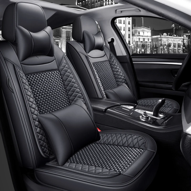 Universal Car Seat Covers Full Covered Durable Artificial Leather Seat Cushion for 90% Sedan SUV Include Front and Rear Cover