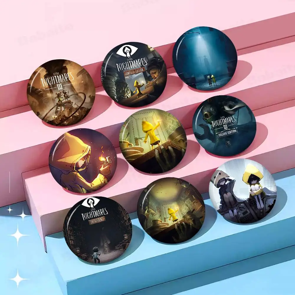 Game L-Little Nightmares Tinplate Pin Button Custom Anime Role Old-school Brooch Cartoon Collar Badge Jewelry Gift Fans