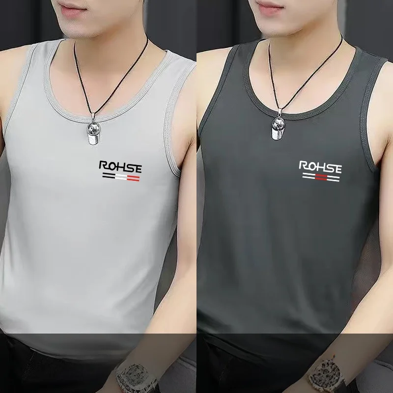 ผ้าฝ้ายฤดูร้อนเสื้อกั๊กผู้ชายอินเทรนด์เสื้อยืดฟิตเนสวิ่งผ้าไหมน้ำแข็งเพาะกายขนาดใหญ่เสื้อผ้าผู้ชาย