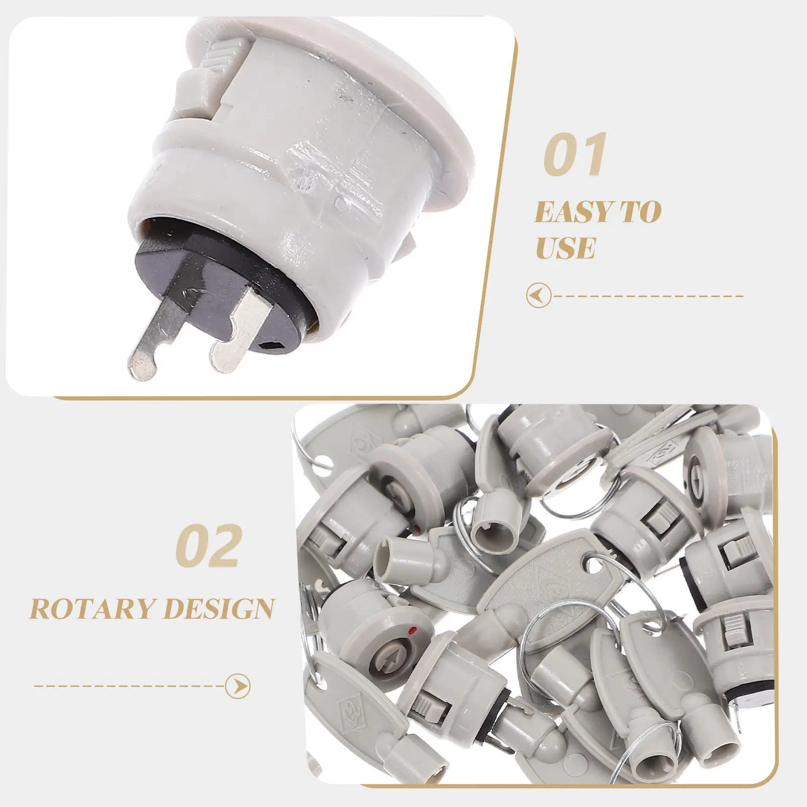 10Sets Plastic Rotary Key Switch Fire Hydrant Reset Lock Telephone Security System Industrial Emergency Electrical Power Switch