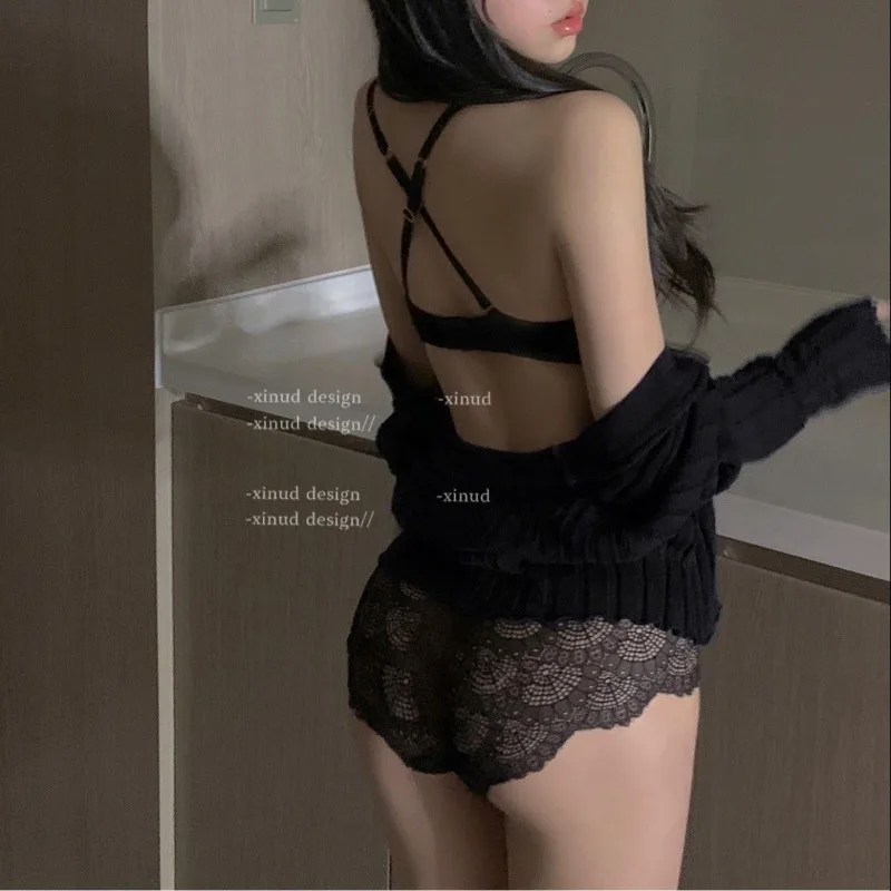 Sexy Edgy Dessous-Set, kabelloses Bralette, Push-Up für kleine Brüste, Raffung, Verbesserung, reines, elegantes Rückendesign, Herbst-Winter-CA