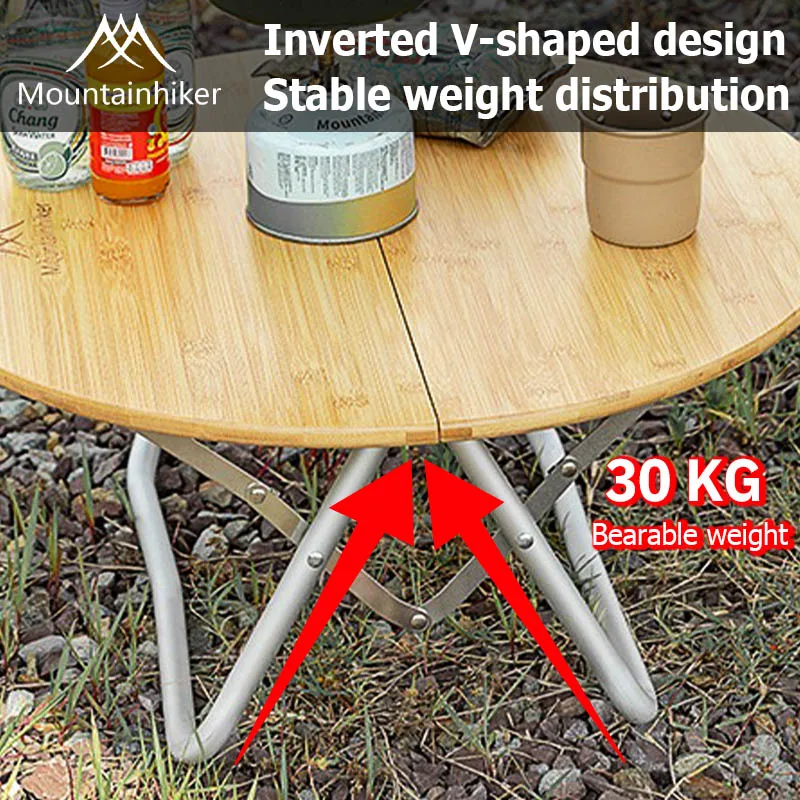 Mountainhiker Outdoor Camping Bamboo Folding Table, Portable Folding Table, Outdoor Dining Table, Picnic BBQ Table, Quick Storag