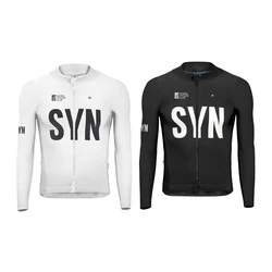 Black White SYN Winter Men's Pro Thermal Soft fleece lining Long Sleeve Cycling Jersey Women Unisex Winter Cycling Clothes