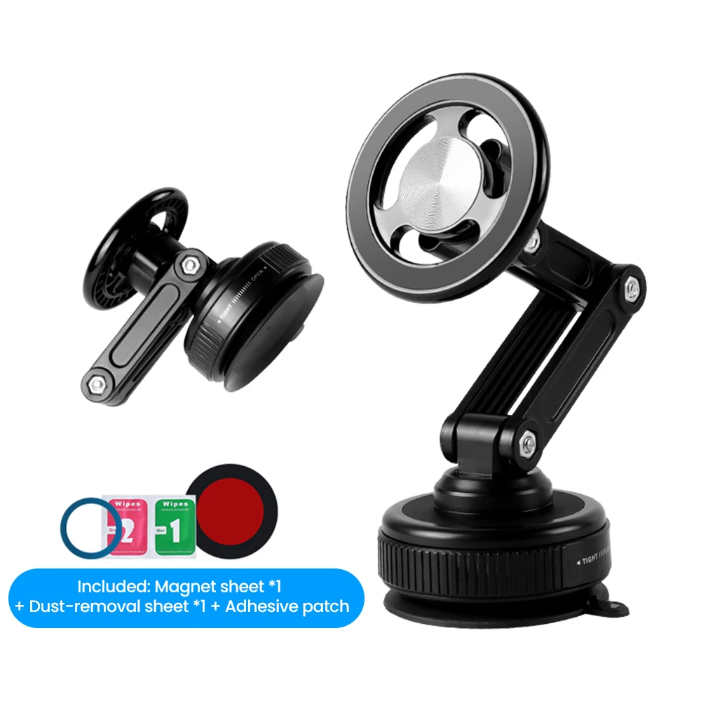 Magnetische autotelefoonhouder navigatiehouder vacuümzuignap opvouwbaar 360 graden ° Draaibare houder voor dashboard, slaapkamer, badkamer, glas