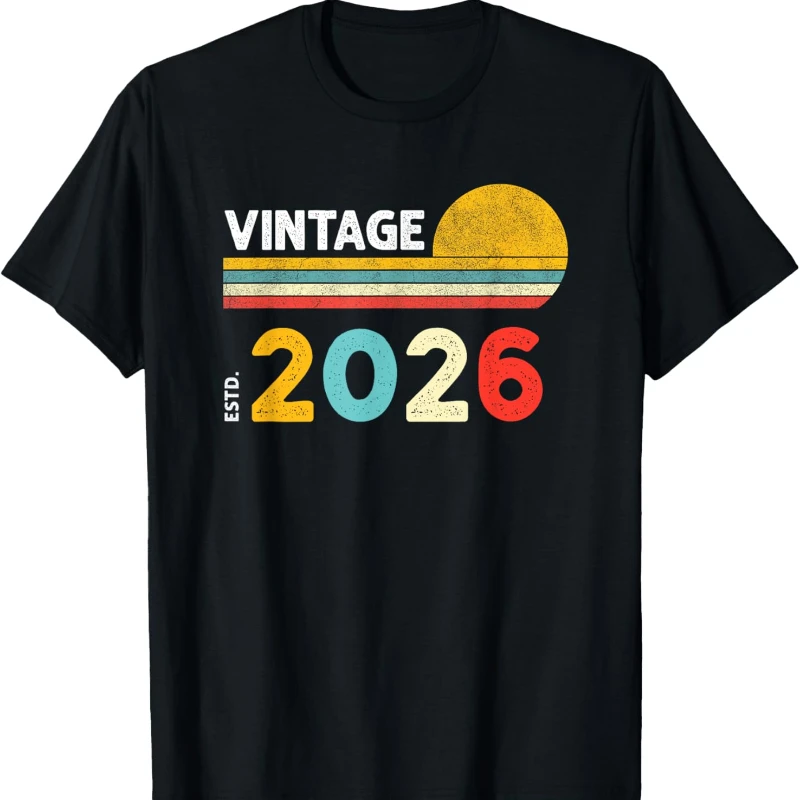 

New Style Vintage 2026 Simple Figure Match Letters Graphic Shirt Unisex Leisure All-match Fashion Crewneck Regular Short Sleeve