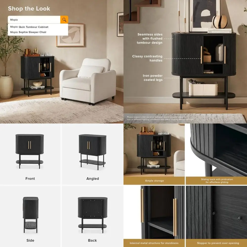 

Шкаф для хранения Quin, прикроватные столики-тумбы с рифленой дверцей, буфет-сервант с дверцами и полками, кофейный/винный бар для кладовой