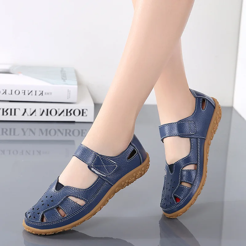 Plus Size Women's Sandals 2023 New Ladies Comfortable Closed Toe Sandals Women Hollow Flat Shoes Summer Outdoor Walking Sneakers