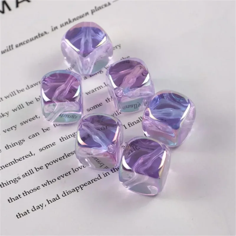 CH39 Ice Cube Translucent Square Bead Diagonal Hole Candy-colored Beaded Acrylic Bracelet Jewelry Accessories Exquisite Diy Gift