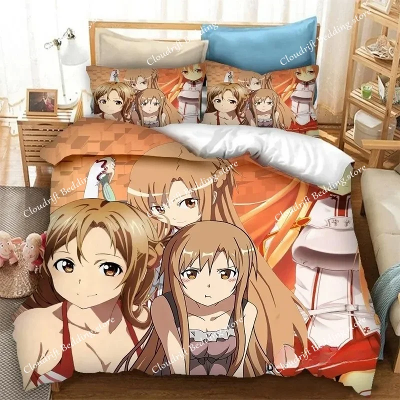 

Anime SAO Yuuki Asuna Bedding Set,Duvet Cover Comforter Bed Set Quilt Cover Pillowcase,King Queen Twin Size Boys Girls Adults