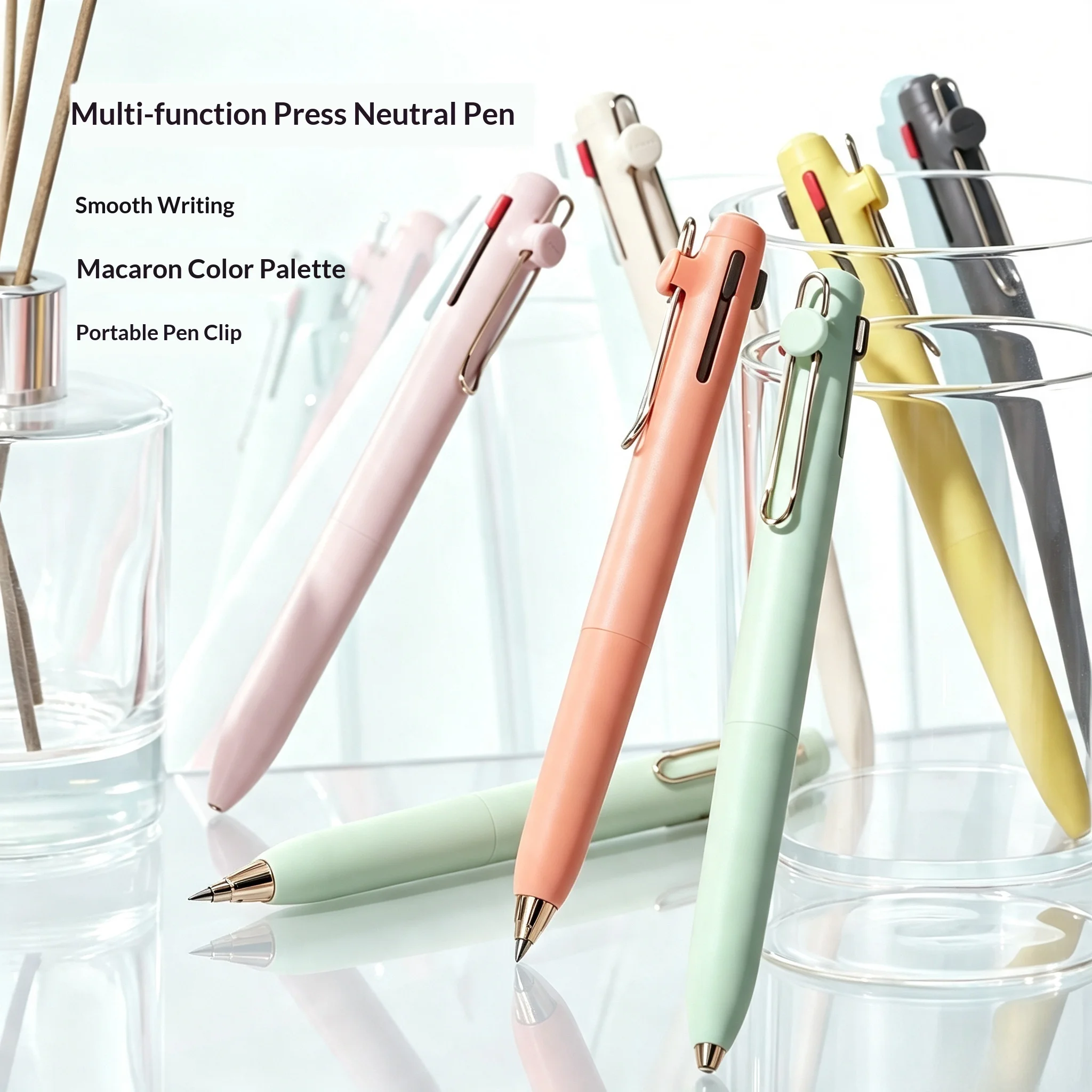 Newest Uni-ball ZENTO 3-Color Gel Pen Signature Flow Standard Model 0.38mm/0.5mm Smooth Ink Multi Function Ballpoint Stationery