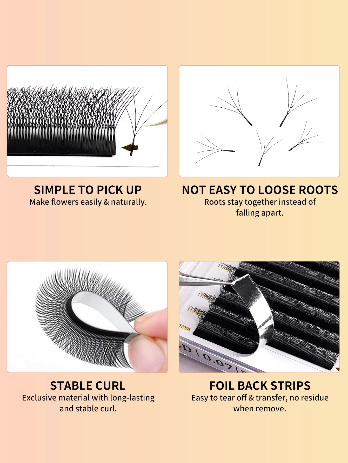 AIMEYSIN W em forma de flor 4D floração automática fãs pré-fabricados extensões de cílios natural suave luz yy cílios individuais