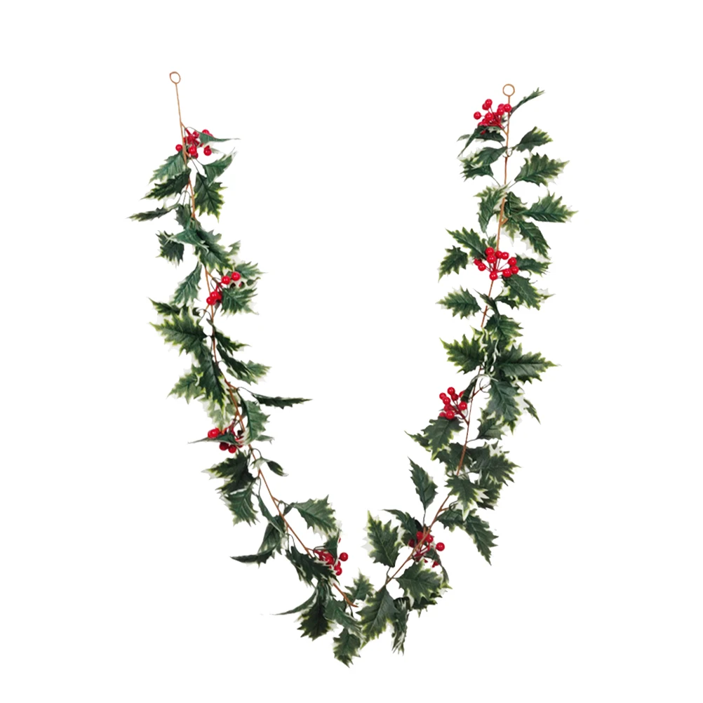 

1pc Christmas Red Berries Hanging Decor Artificial Rattan Vine Winter Xmas Pendant For Door Wall Mantelpiece Foyer Simulation
