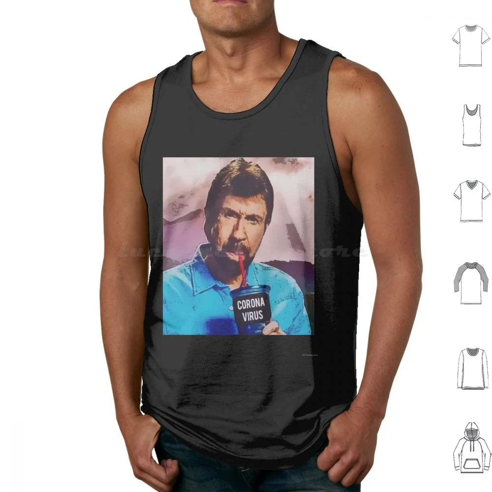 

Chuck Norris Drinks Tank Tops Vest Sleeveless Quarantine 19 Funny Social Distancing Norris Trendy Cool Facemask Blue