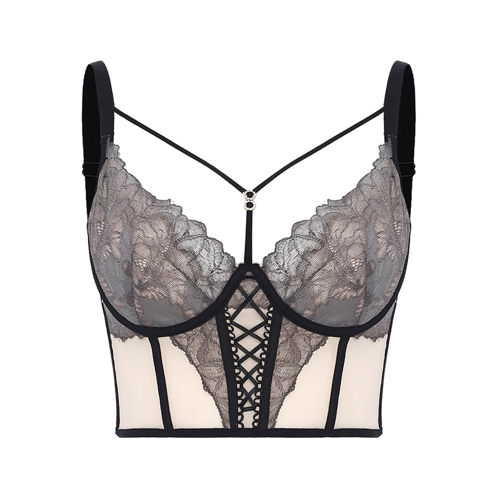 

Women Sissy Lace Corset Binder Bra Underwire Breathable Ultra Thin Cutout Corset Push-up Lingerie Vest Bralette Shapewear Bra