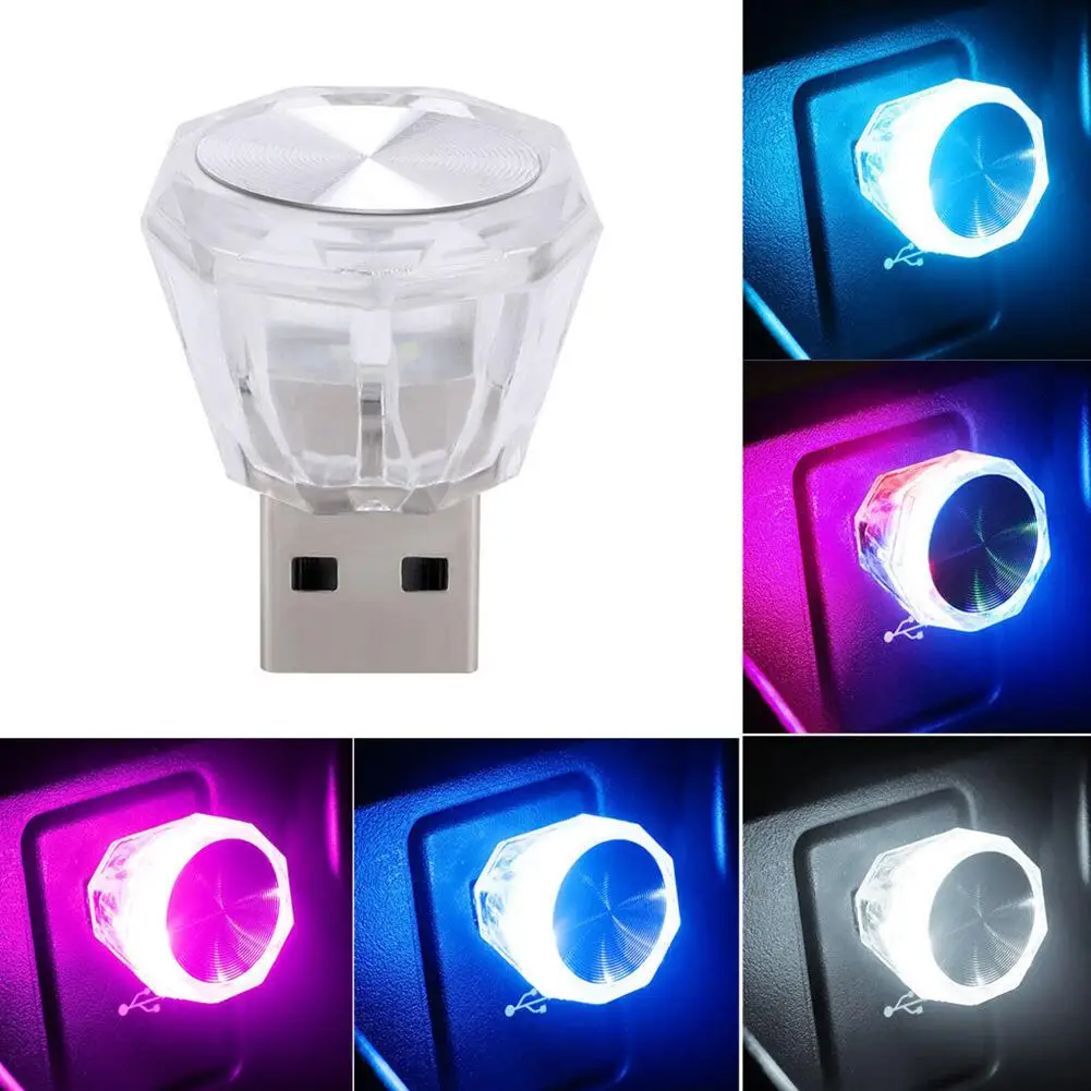 

Car LED Light Mini USB Atmosphere Lamp Colorful Night Light Auto Wiring-Free Lighting Accessories Supplies Interior K3I9