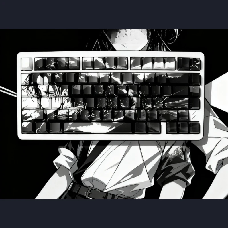 

Womier Attack on Titan Themed Keycap Set Cherry Profile Side-Printed 87-Key PBT Wooting/Wolf Spider Keyboards Keycap Accessory