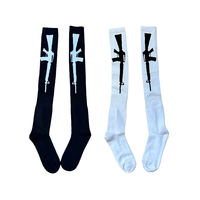 Gothic rock punk hip hop Y2K aesthetic women's calf socks casual slim fit chic geometric print cotton socks emo girls streetwear
