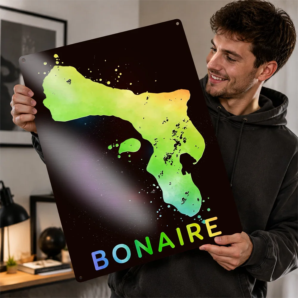 Bonaire Map Aluminum Poster Personalized Metal Sign Coastal Island Guide Wall Art A Distinctive Gift For Geography Enthusiasts