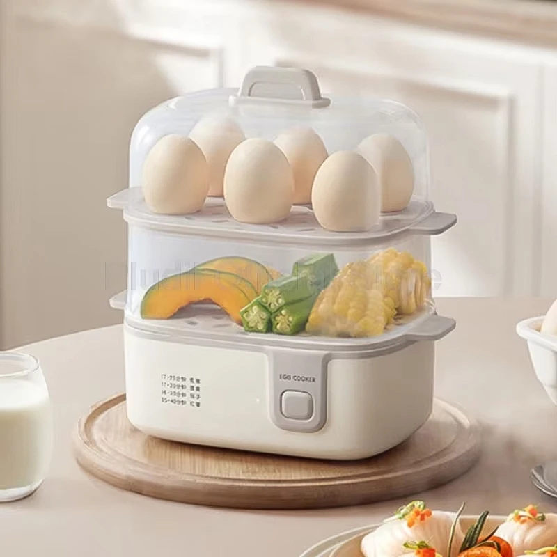 Double Layer Egg Cooker Steamer with 12 Eggs Capacity and PP Material Mini Electric Egg Boiler Convenient Smart Breakfast Maker