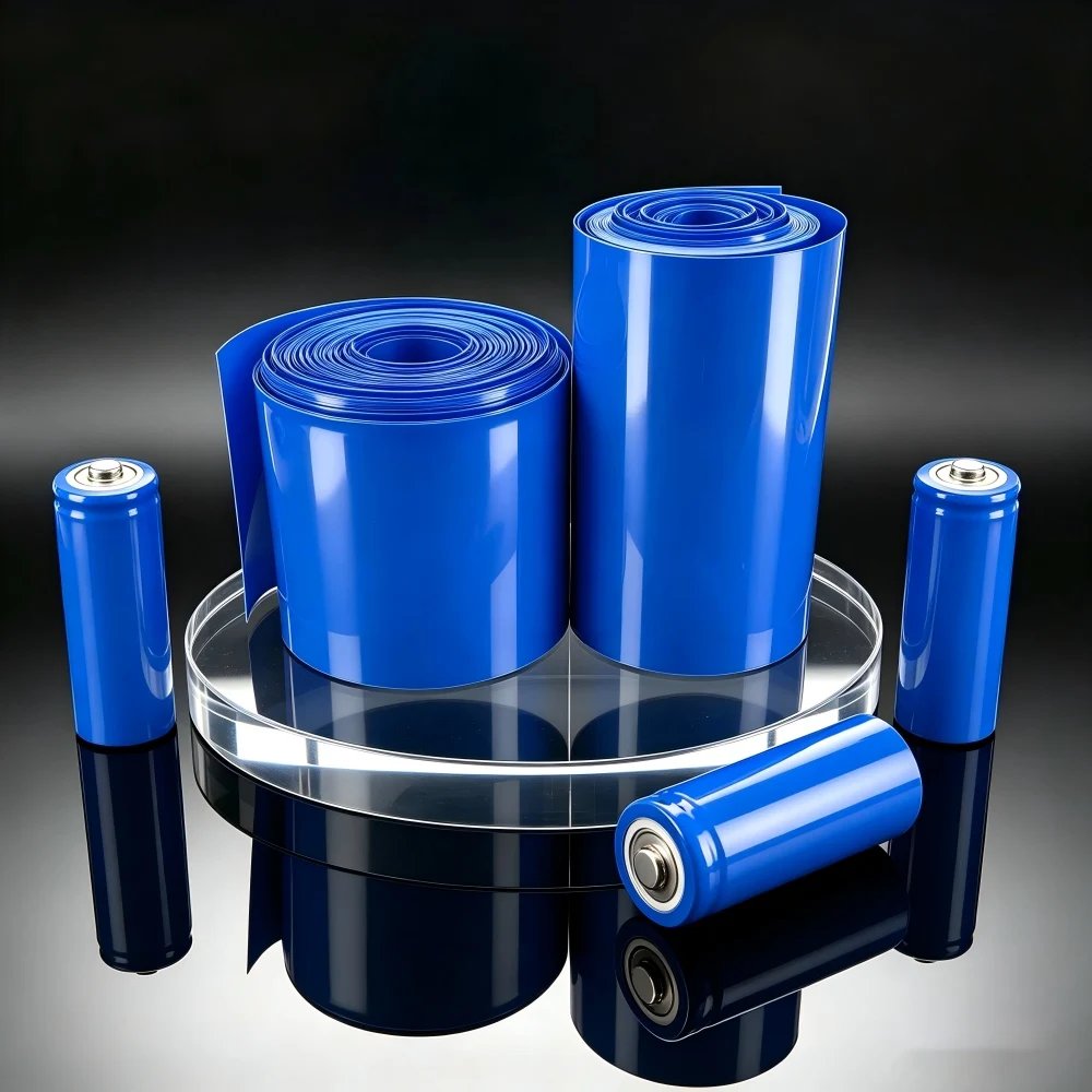 Blue 18650 Battery PVC Heat Shrink Tube Pack Width 30mm~ 300mm Insulated Protection Film Wrap Packaging Protection Battery Film