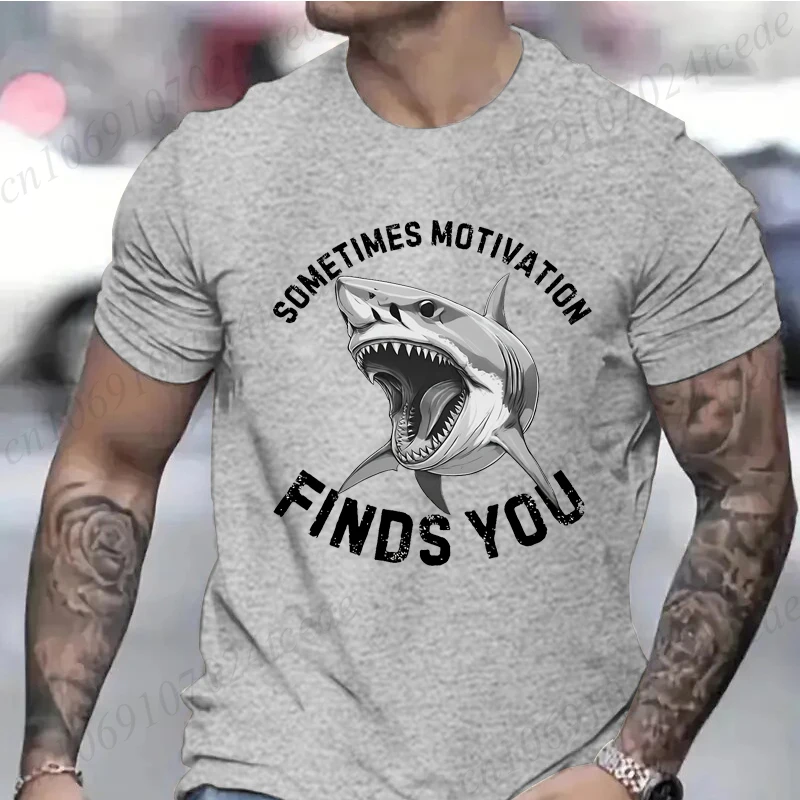 Men's Short Sleeve Tee 2025 New Summer T Shirt Men Breathable Sometimes Motivation Finds You Leisure Sports Outdoor Clothing