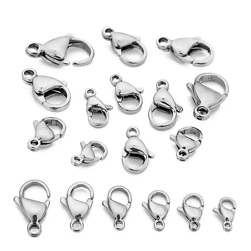 50pcs/lot Stainless Steel Lobster Clasp Hooks for Bracelets Necklace End Clasps Connectors Diy Jewelry Making Materials Supplies