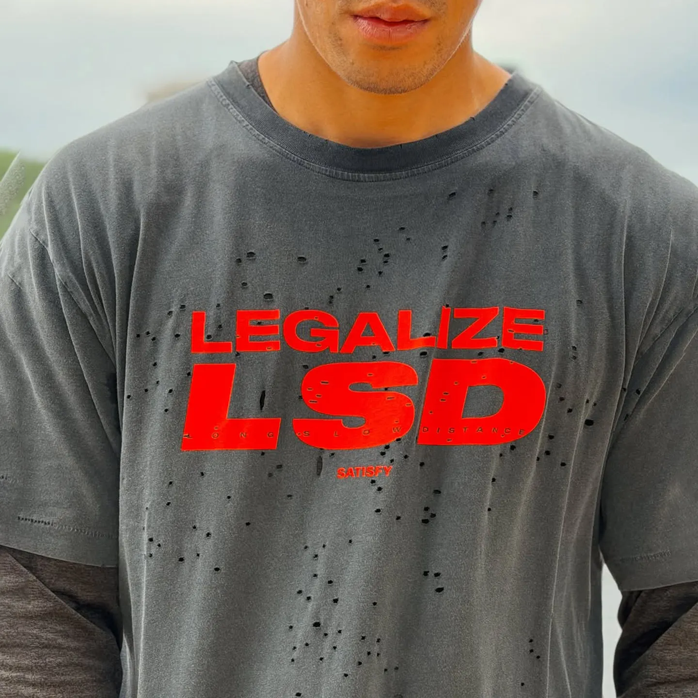 Satisfy MothTech Series Laser Cutting Breathable Function Heavy Washing Short Sleeve Running Tee