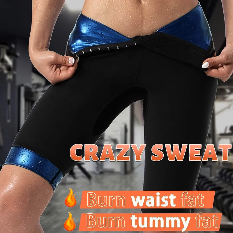 Sauna Sweat Pant for Women Fat Workout Weight Loss Full Body Slimming Shaper Waist Trainer with High Waist Double Silicone Suits