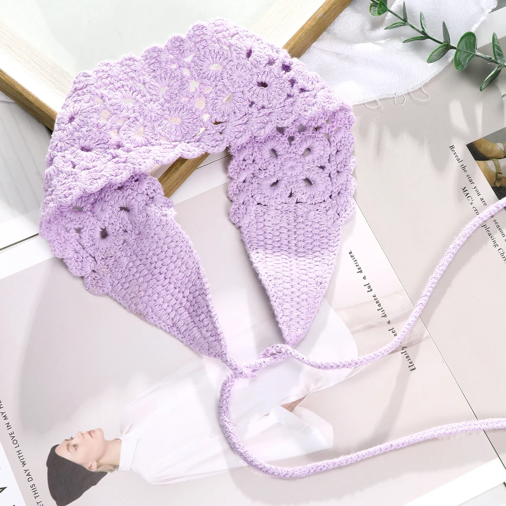 Solid Crochet Flower Hair Band Headbands Knitting Hairband for Women Bandanas Headwear Fashion Girls Headband Hair Accessories