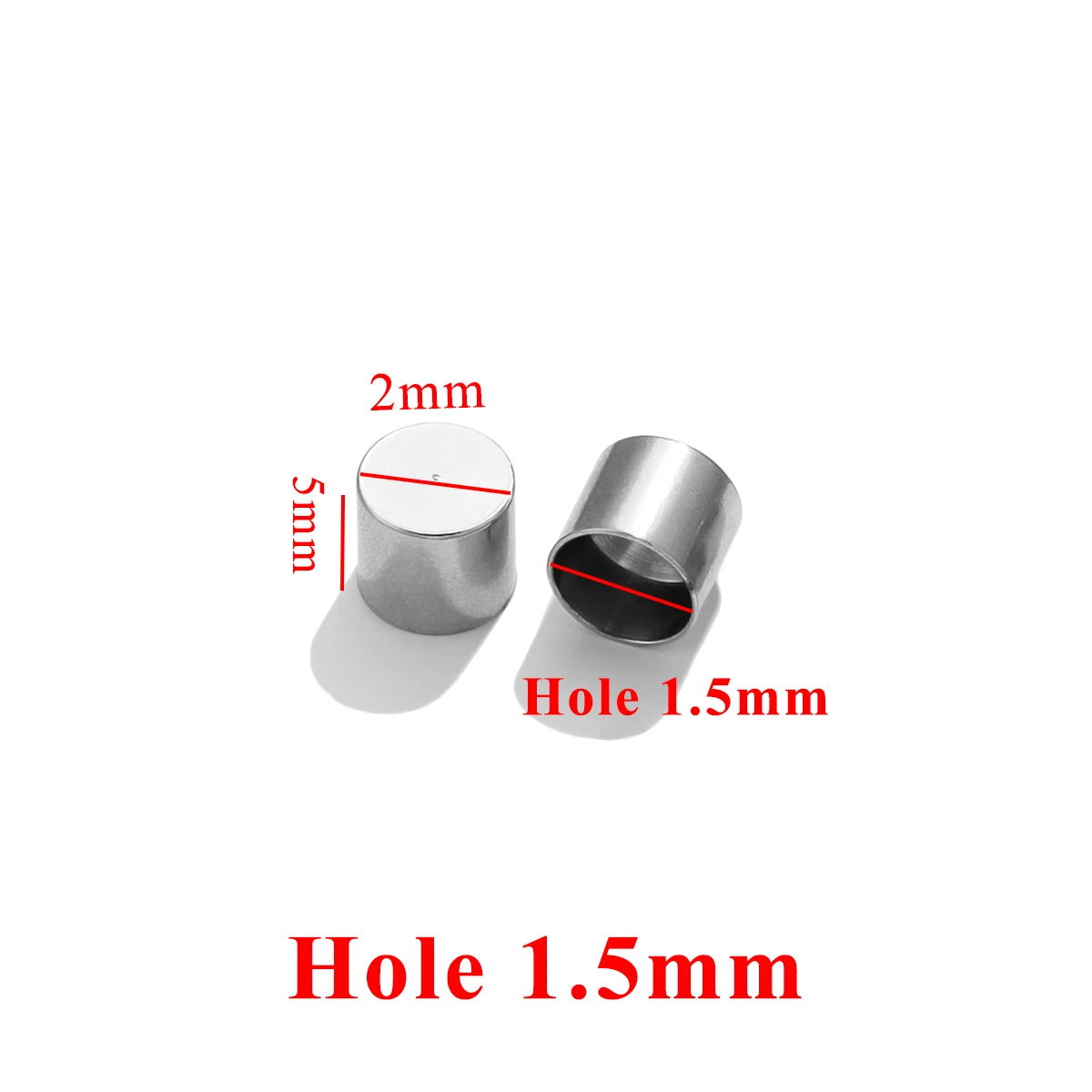 10 Stück Edelstahl-Zylinder-Lederbandverschluss, goldfarbene Crimp-Spitzen-Endkappen für Halskette, Armband, Verbinder, Schmuckherstellung