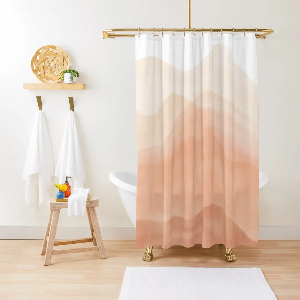

Warm watercolor mountain landscape Shower Curtain Shower Bath Bathroom Decor Bathroom Box Curtain