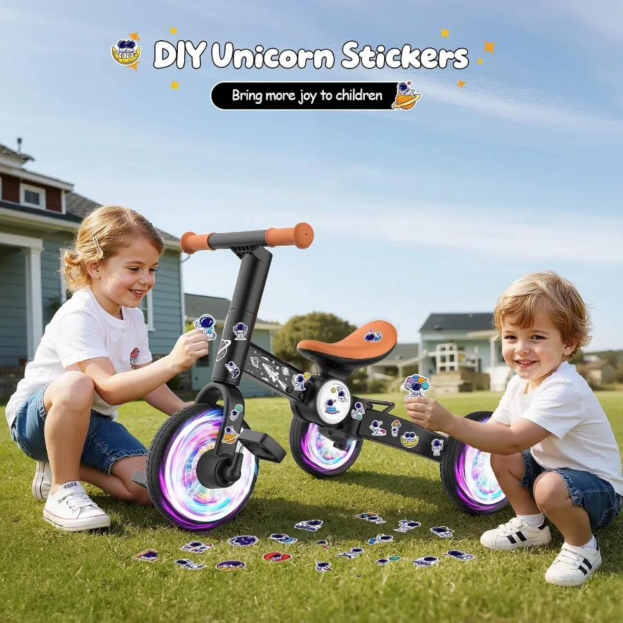 دراجة توازن للأطفال الصغار 3 في 1 لعمر 1-4 سنوات، دراجة ثلاثية العجلات بإضاءة ملونة للأطفال الصغار لعمر 1 2 3 4 سنوات مع دواسة قابلة للإزالة #6