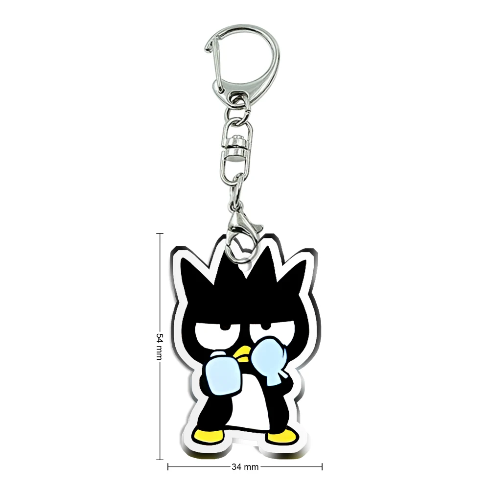 Sanrio BADBADTZ-MARU Transparent Acrylic Pendant Keychains Kids Gift Collection Girls Boys Accessories Party Decoration