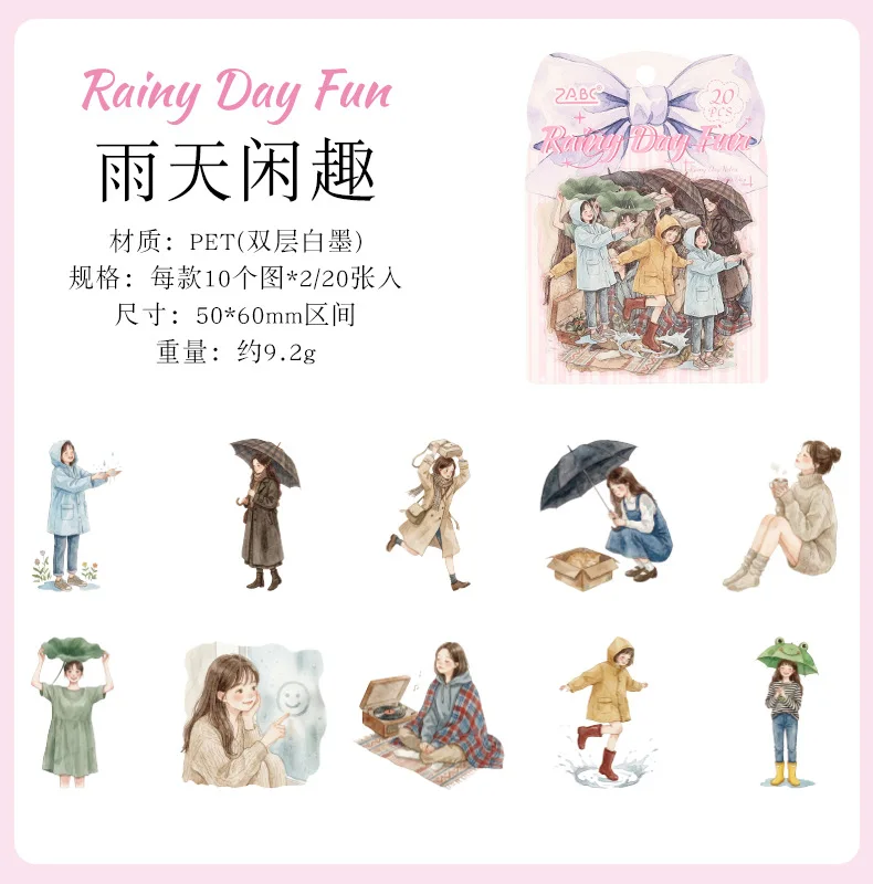 1 Packung/20 Stück Vintage Daily Girl Sticker Pack, Retro-Lifestyle-Charakter-Dekor-Aufkleber für DIY Scrapbooking, Tagebuch, Planer, Album – Detail 16