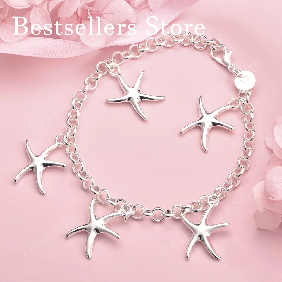 

925 sterling silver 8-inch exquisite starfish bracelet, fashionable women's party accessories, jewelry, wedding gifts