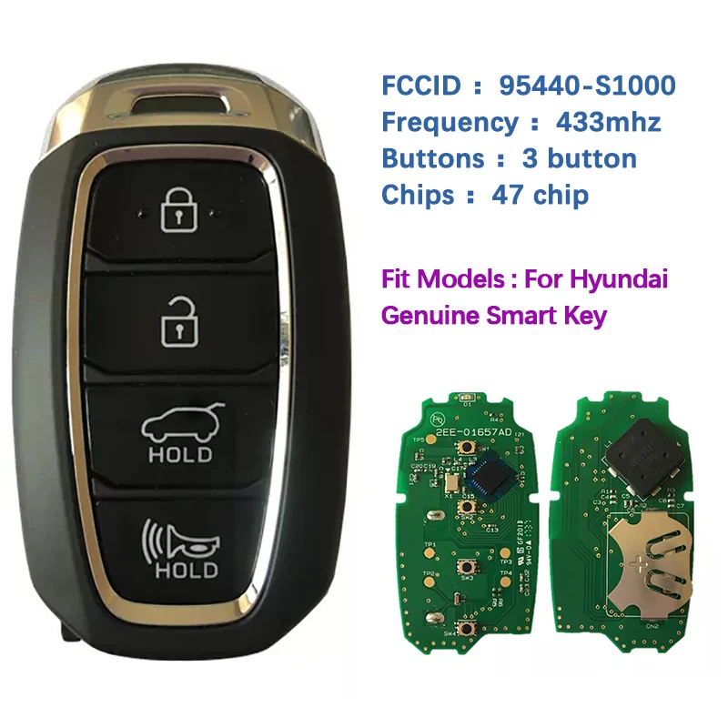 CN020086 Aftermarket/Original 4 Button Smart Key For Hyundai Santa Fe 2019+ 433mhz Remote 47 Chip 95440-S1000(TM) TQ8-FOB-4F19