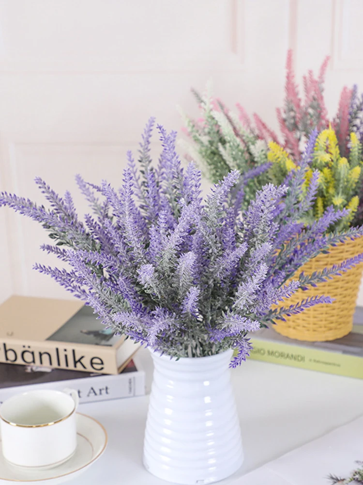 

Bouquet of Provence Lavender Plastic Artificial Flowers Fake Plants Wedding Home Decor Christmas Table Decoration