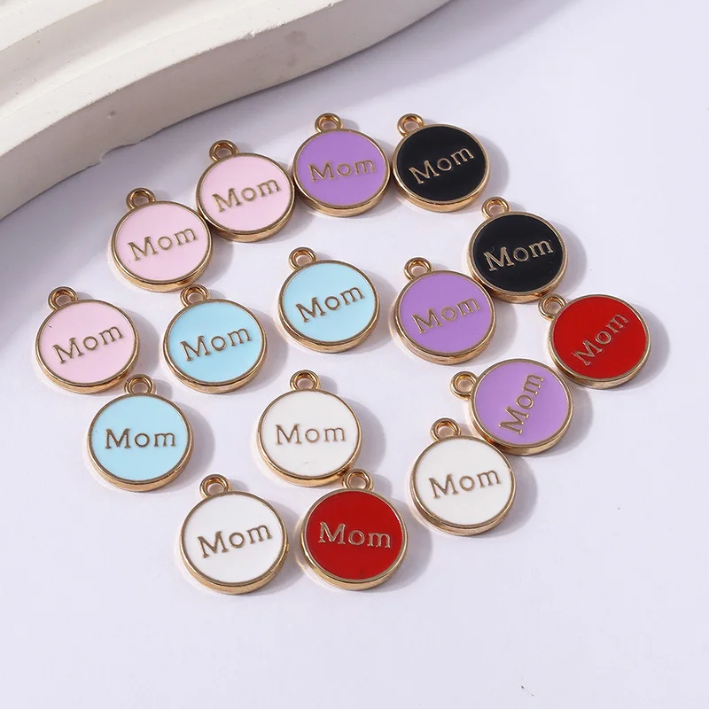 

Duarte 20Pcs/Lot Cute Enamel Double Side MOM Letter Charms Pendants for Jewelry Making Necklaces Earrings DIY Crafts Accessories
