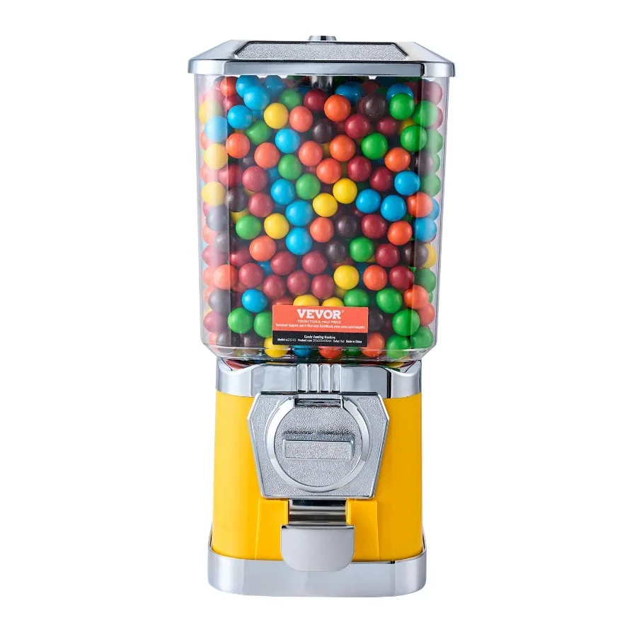 

17H Gumball Machine Vending Coin Bank Vintage Candy Dispenser PC Yellow