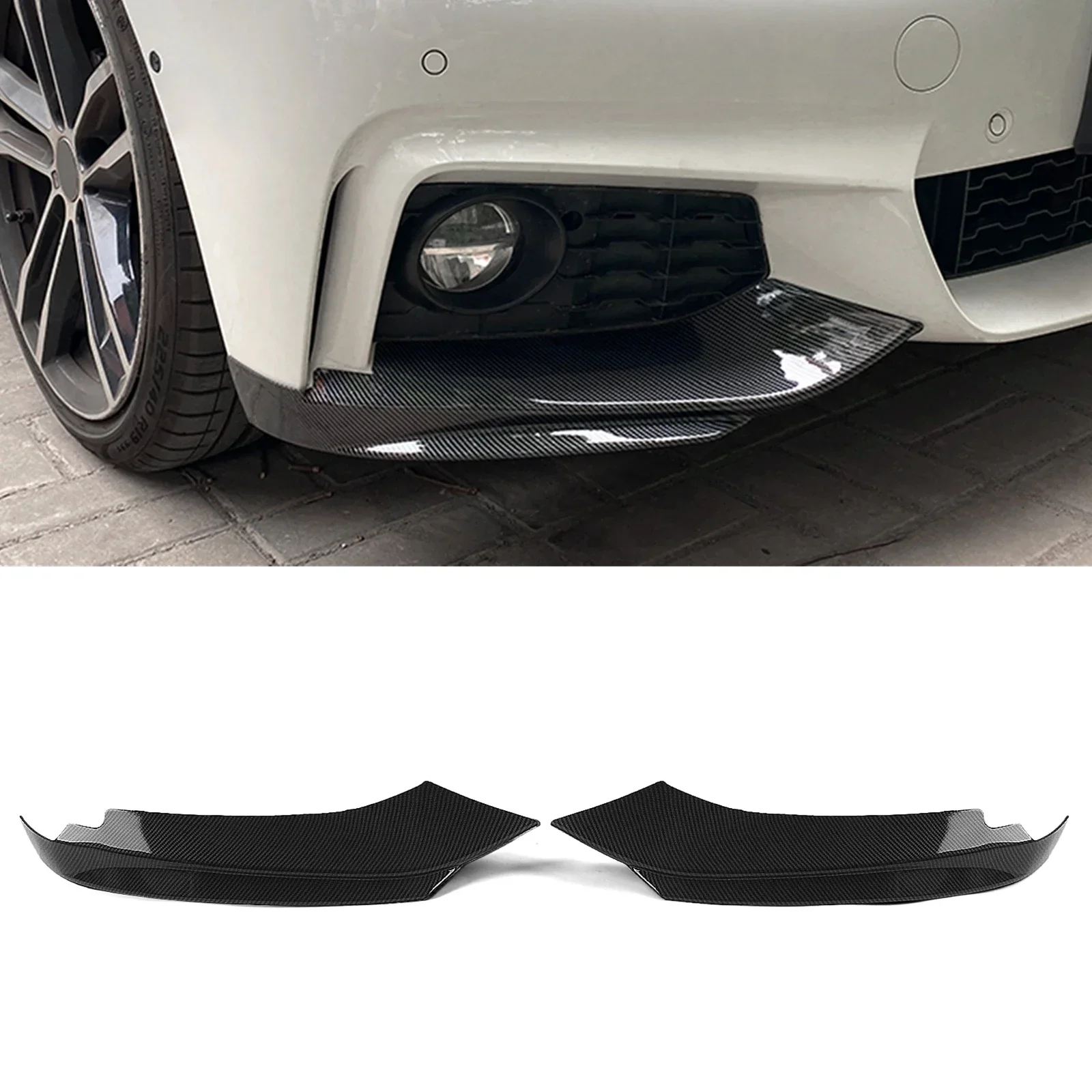 

New！ Front Bumper Side Spoiler Cover For BMW 4 Series F32 F33 F36 M-Tech Carbon Fiber Look Car Fog Lamp Lower Air Vent Splitter